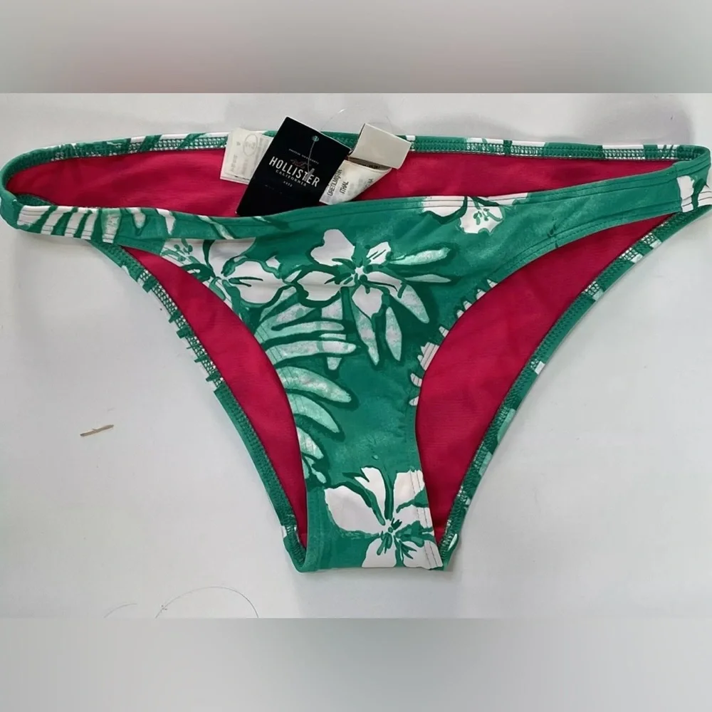 HOLLISTER Green White & Pink Tropical Print 3 Pc Mix/Match Bikini Swim Med NWT - Picture 5 of 5